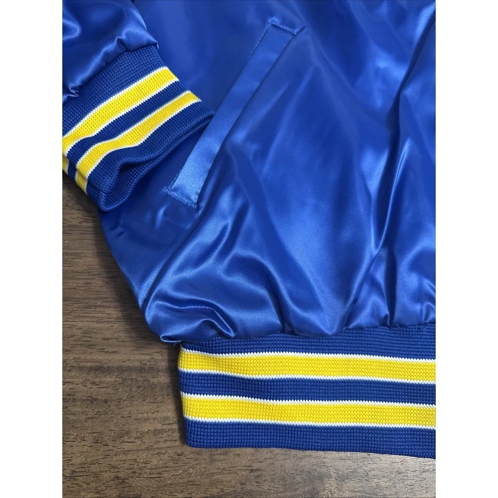 Vintage MOOG Satin Bomber Jacket Mens XL Blue & Yellow Hilton Activewear New NOS